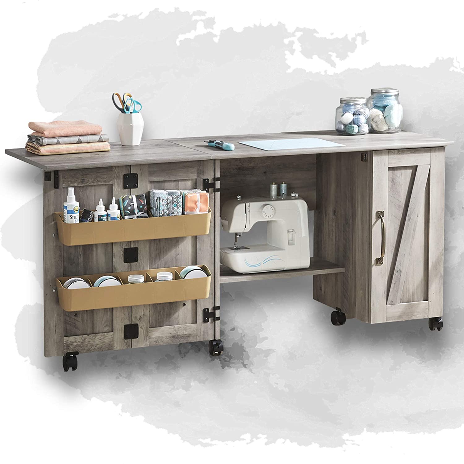 Wooden Folding Sewing Cabinet